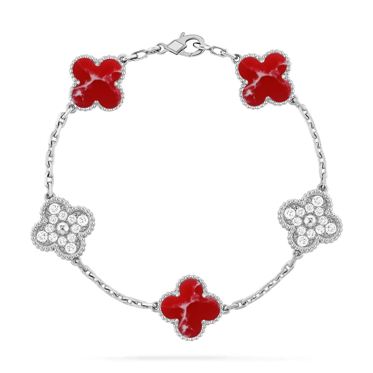 [Aetheris] LUCKY CLOVER ARMBAND MIT 5 MOTIVEN – ROTE LARIMAR-KOLLEKTION