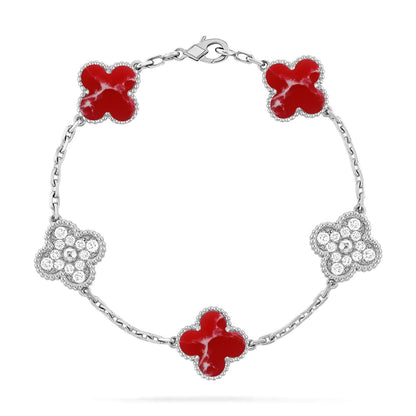 [Aetheris] LUCKY CLOVER ARMBAND MIT 5 MOTIVEN – ROTE LARIMAR-KOLLEKTION