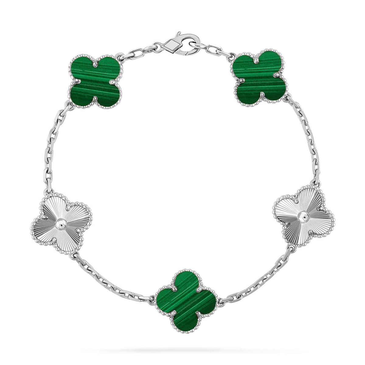 [Aetheris]LUCKY CLOVER 5-MOTIF BRACELET - MALACHITE COLLECTION