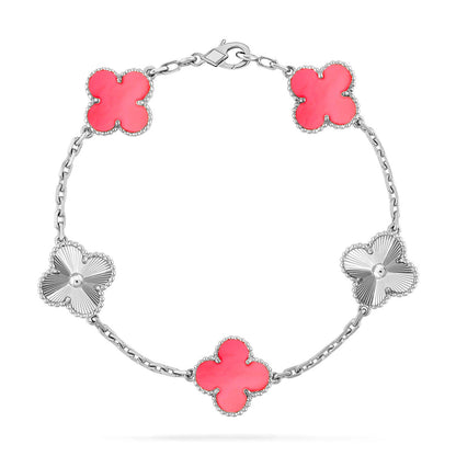 [Aetheris]LUCKY CLOVER 5-MOTIF BRACELET – KOLLEKTION ROSAFARBENES PERLMUTT