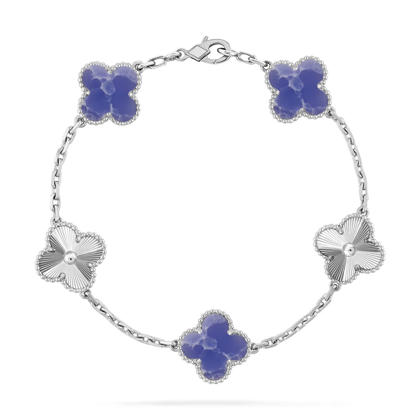 [Aetheris]LUCKY CLOVER 5-MOTIF ARMBAND - BLAUE LARIMAR KOLLEKTION