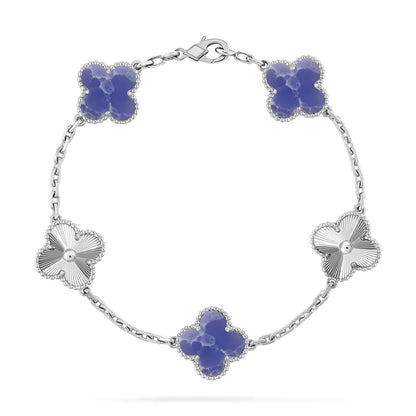 [Aetheris]LUCKY CLOVER 5-MOTIF ARMBAND - BLAUE LARIMAR KOLLEKTION