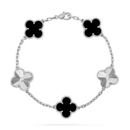 [Aetheris]LUCKY CLOVER 5-MOTIV-ARMBAND – BLACK ONYX KOLLEKTION