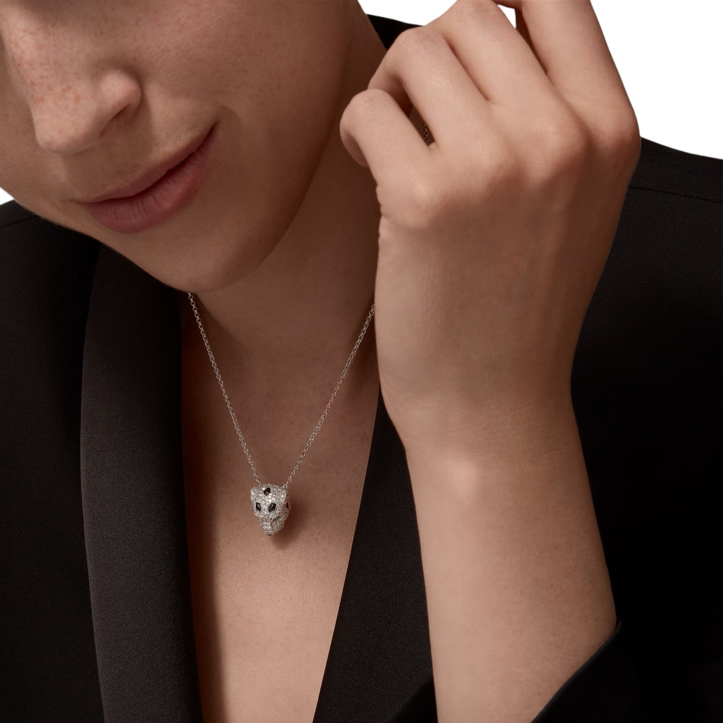 [Aetheris]LEOPARD HEAD FULL PAVÉ DIAMOND PENDANT NECKLACE