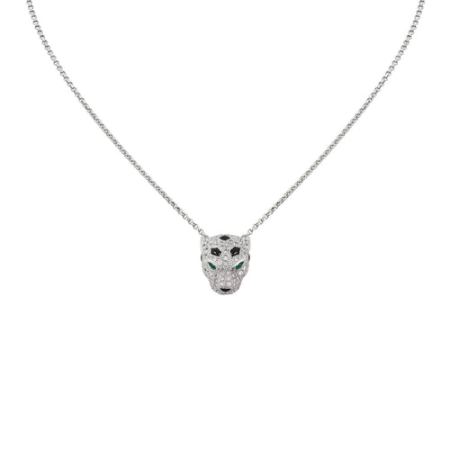[Aetheris]LEOPARD HEAD FULL PAVÉ DIAMOND PENDANT NECKLACE
