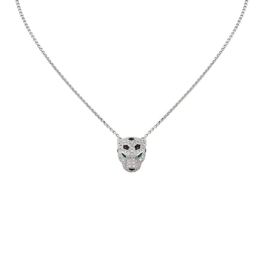 [Aetheris]LEOPARD HEAD FULL PAVÉ DIAMOND PENDANT NECKLACE