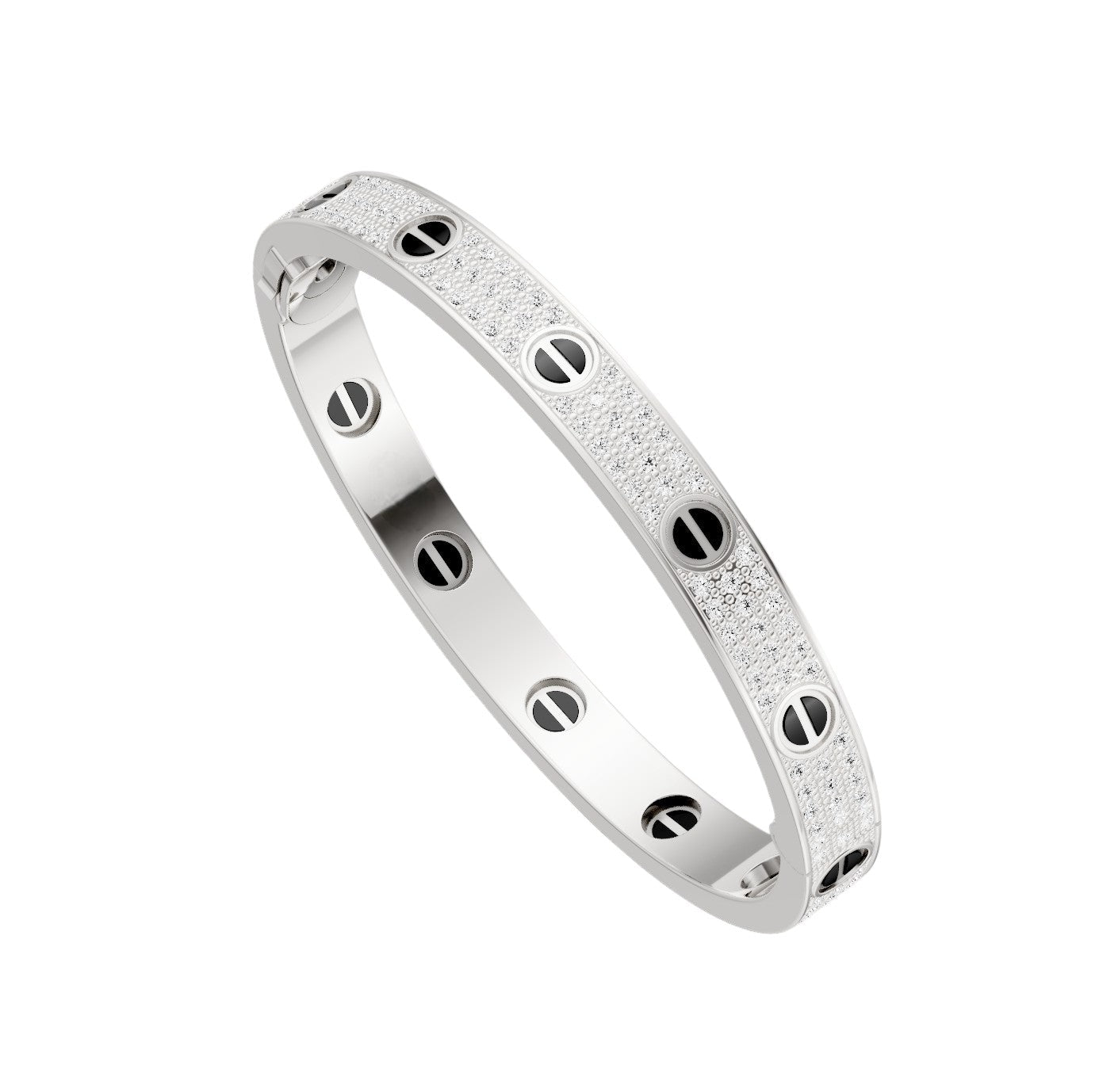 [Aetheris]CLASSIC 6.1MM LOVE BANGLE - DIAMOND PAVÉ & BLACK CERAMIC