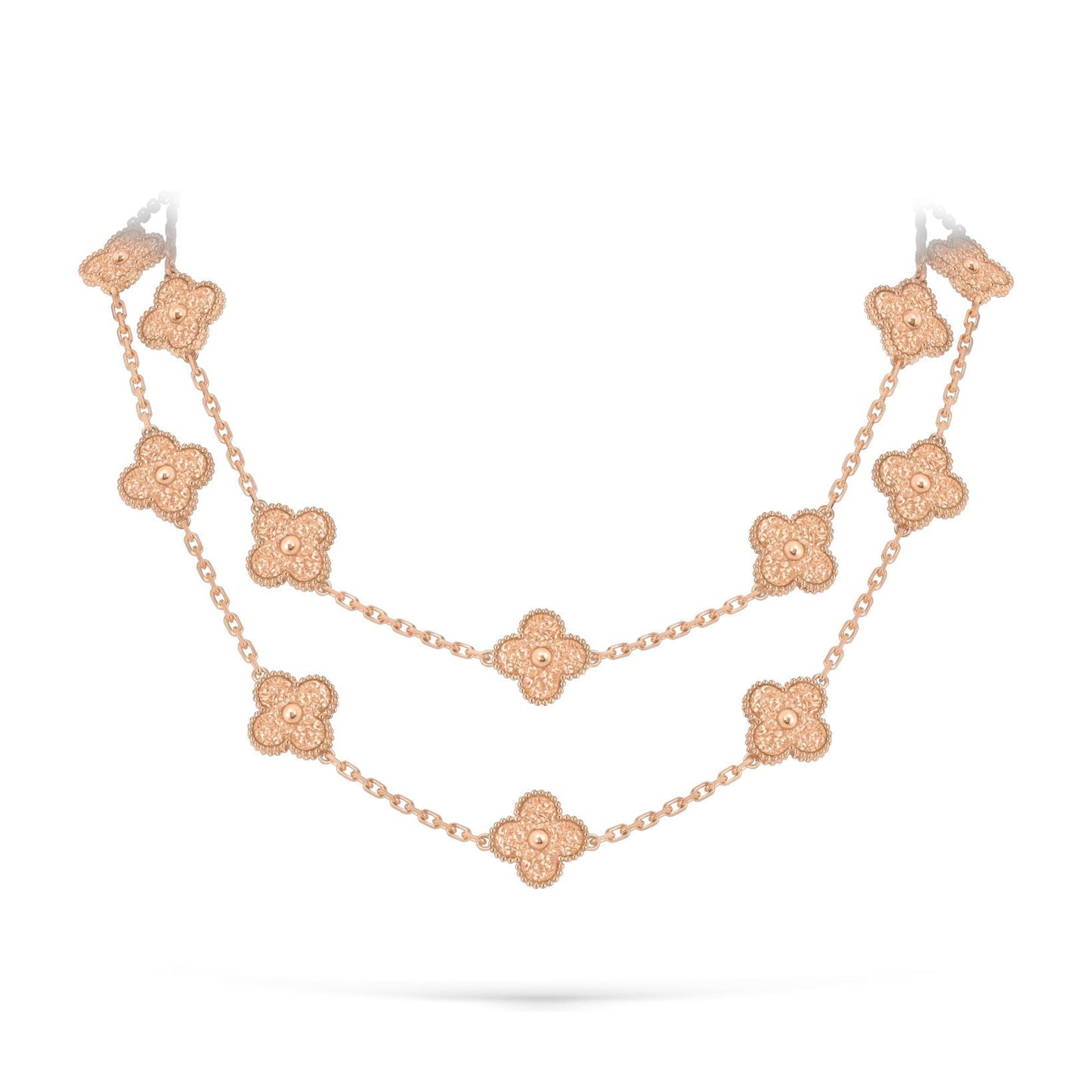 [Aetheris]KLASSISCHE 20-MOTIV GLÜCKSKLEE-HALSKETTE LANG ROSÉGOLD KOLLEKTION
