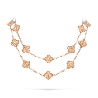 [Aetheris]KLASSISCHE 20-MOTIV GLÜCKSKLEE-HALSKETTE LANG ROSÉGOLD KOLLEKTION