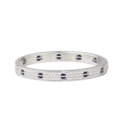 [Aetheris]CLASSIC 6.1MM LOVE BANGLE - DIAMOND PAVÉ & BLACK CERAMIC