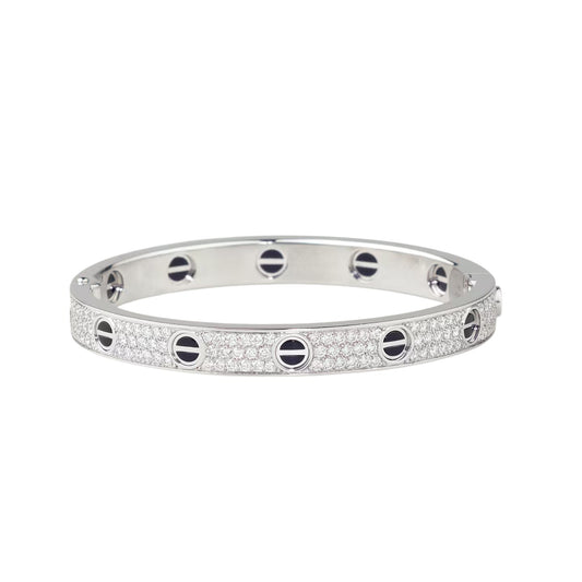 [Aetheris]CLASSIC 6.1MM LOVE BANGLE - DIAMOND PAVÉ & BLACK CERAMIC