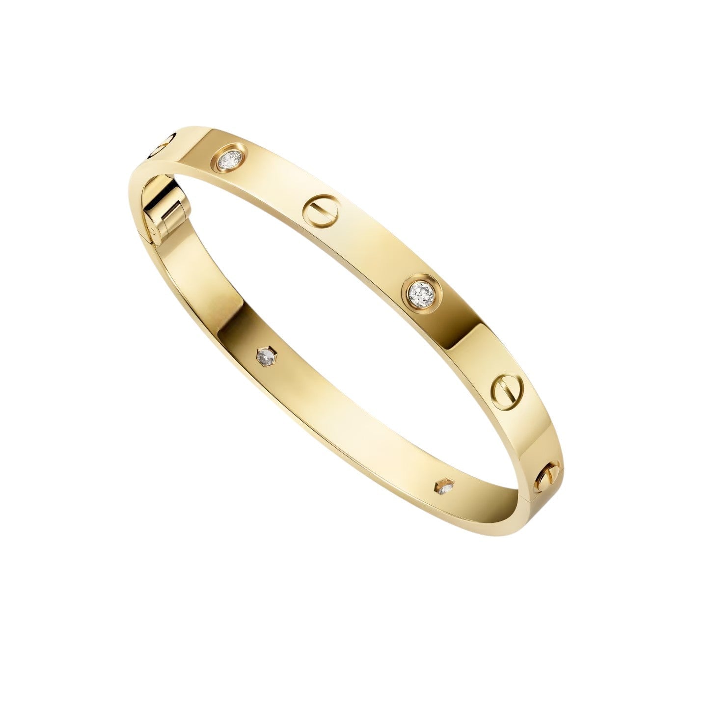 [Aetheris]CLASSIC 6.1MM LOVE SINGLE-SCREW CLOSURE BANGLE - 4-DIAMOND