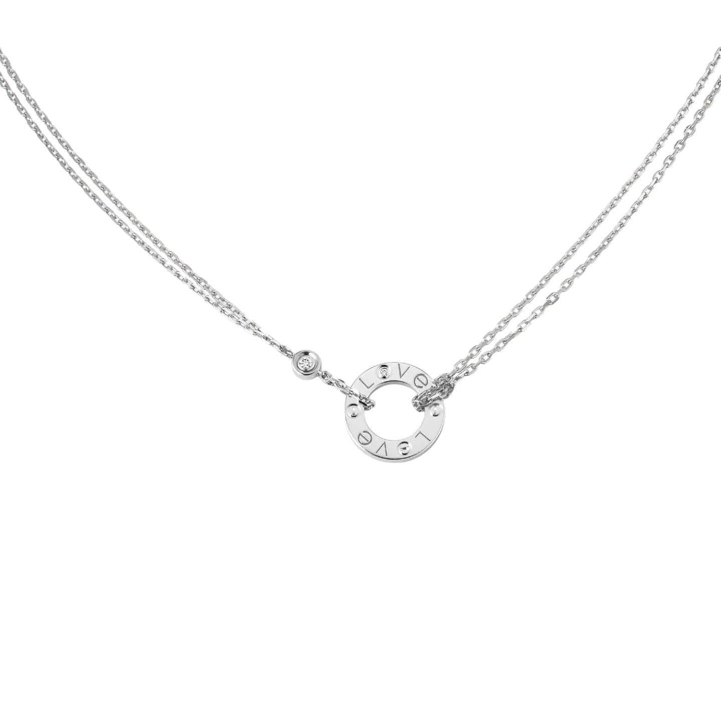[Aetheris]LOVE RUNDANHÄNGER MIT 2 DIAMANTEN HALSKETTE