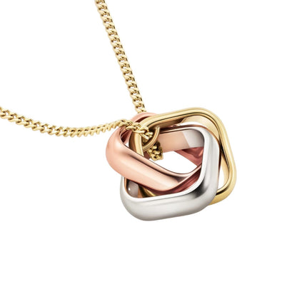[Aetheris]TRI-COLOR SQUARE RING NECKLACE