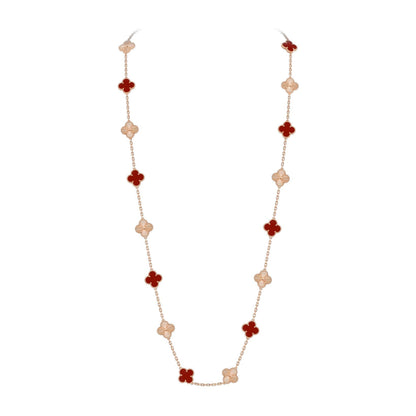 [Aetheris]KLASSISCHE 20-MOTIV GLÜCKSKLEE-HALSKETTE LANG ROSÉGOLD KOLLEKTION