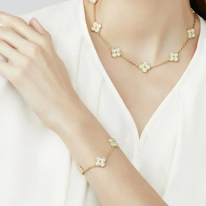[Aetheris]LUCKY CLOVER 5-MOTIF BRACELET - VOLL-DIAMANT