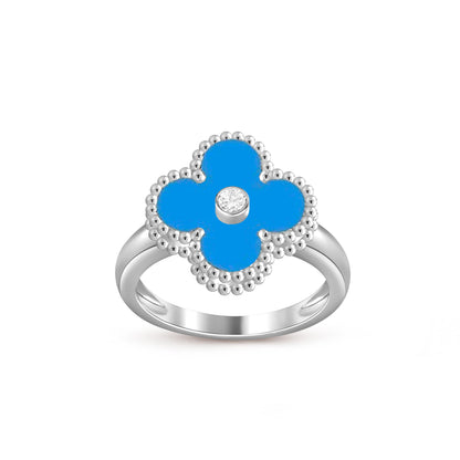 [Aetheris]LUCKY CLOVER DIAMOND-ACCENT WHITE GOLD RING COLLECTION