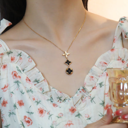 [Aetheris]STAR AND SUN ONYX ROSE GOLD HALSKETTE