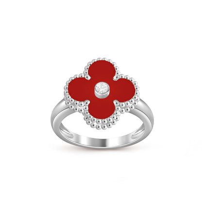[Aetheris]LUCKY CLOVER DIAMOND-ACCENT WHITE GOLD RING COLLECTION