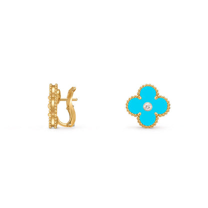 [Aetheris] 15MM KLEEBLÜTEN-OHRSTECKER DIAMANT-GOLD-KOLLEKTION