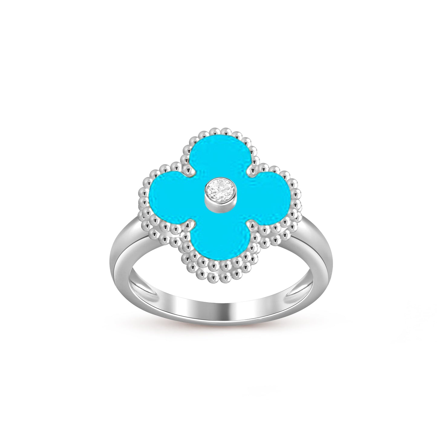 [Aetheris]LUCKY CLOVER DIAMOND-ACCENT WHITE GOLD RING COLLECTION