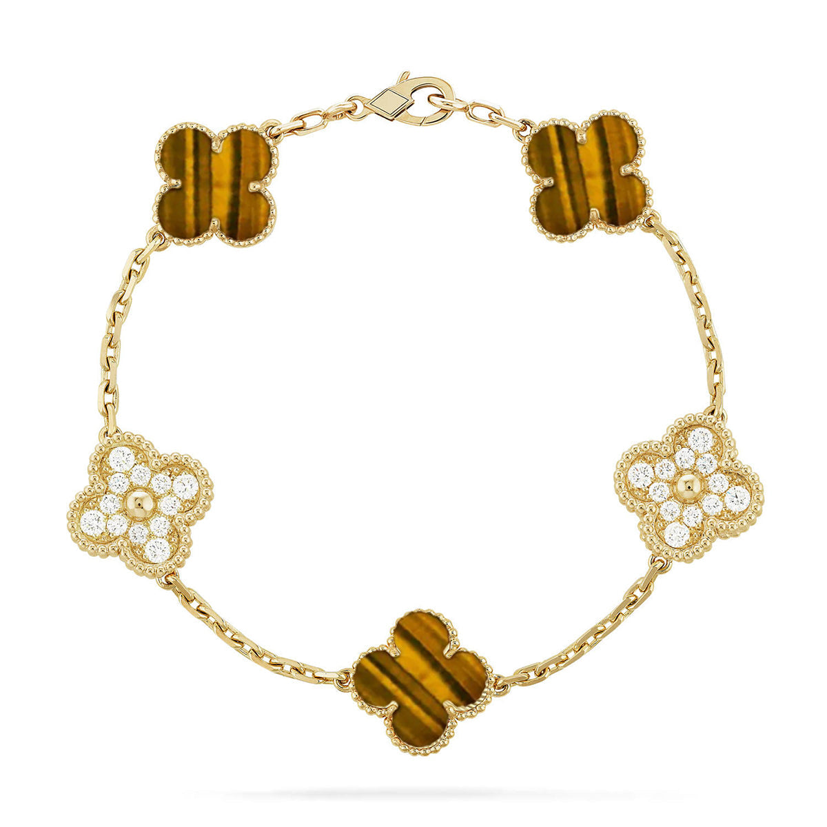 [Aetheris]LUCKY CLOVER 5-MOTIV-ARMBAND - TIGERAUGE-KOLLEKTION