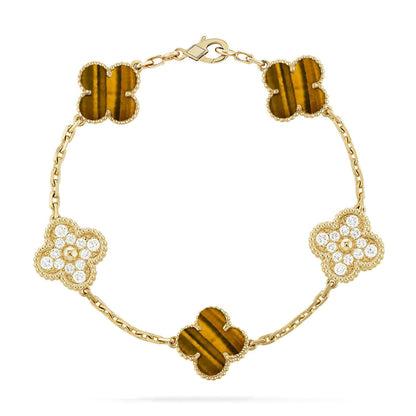 [Aetheris]LUCKY CLOVER 5-MOTIV-ARMBAND - TIGERAUGE-KOLLEKTION
