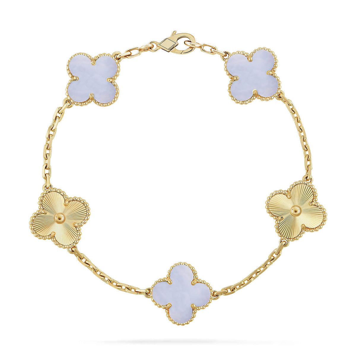 [Aetheris] LUCKY CLOVER 5-MOTIV-ARMREIF - PURPUR CHALCEDON KOLLEKTION