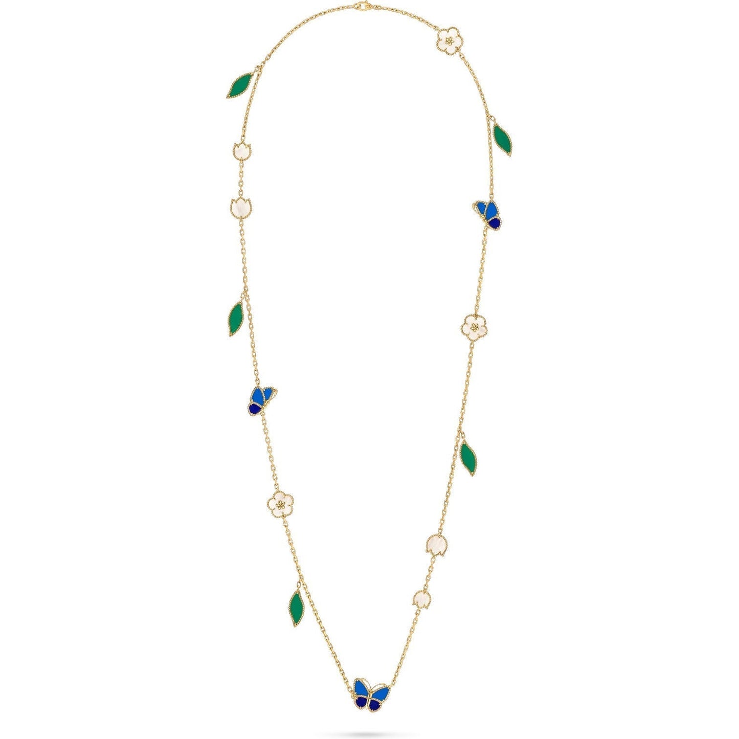 [Aetheris]GLÜCKLICHE FRÜHLINGS-SCHMETTERLINGS- & BLUMEN-STATEMENT-HALSKETTE – 15-MOTIV-BLUMEN-DESIGN