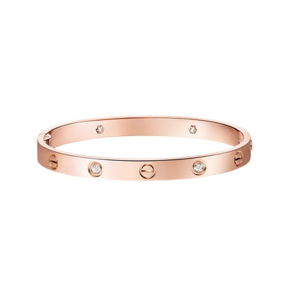 [Aetheris]CLASSIC 6.1MM LOVE SINGLE-SCREW CLOSURE BANGLE - 4-DIAMOND