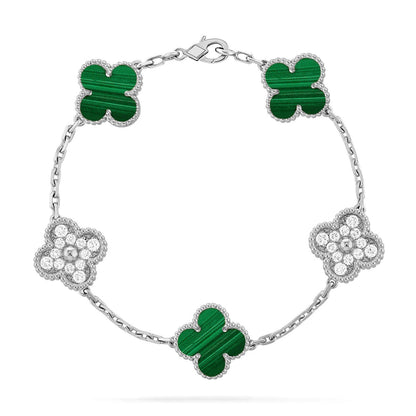 [Aetheris]LUCKY CLOVER 5-MOTIF BRACELET - MALACHITE COLLECTION