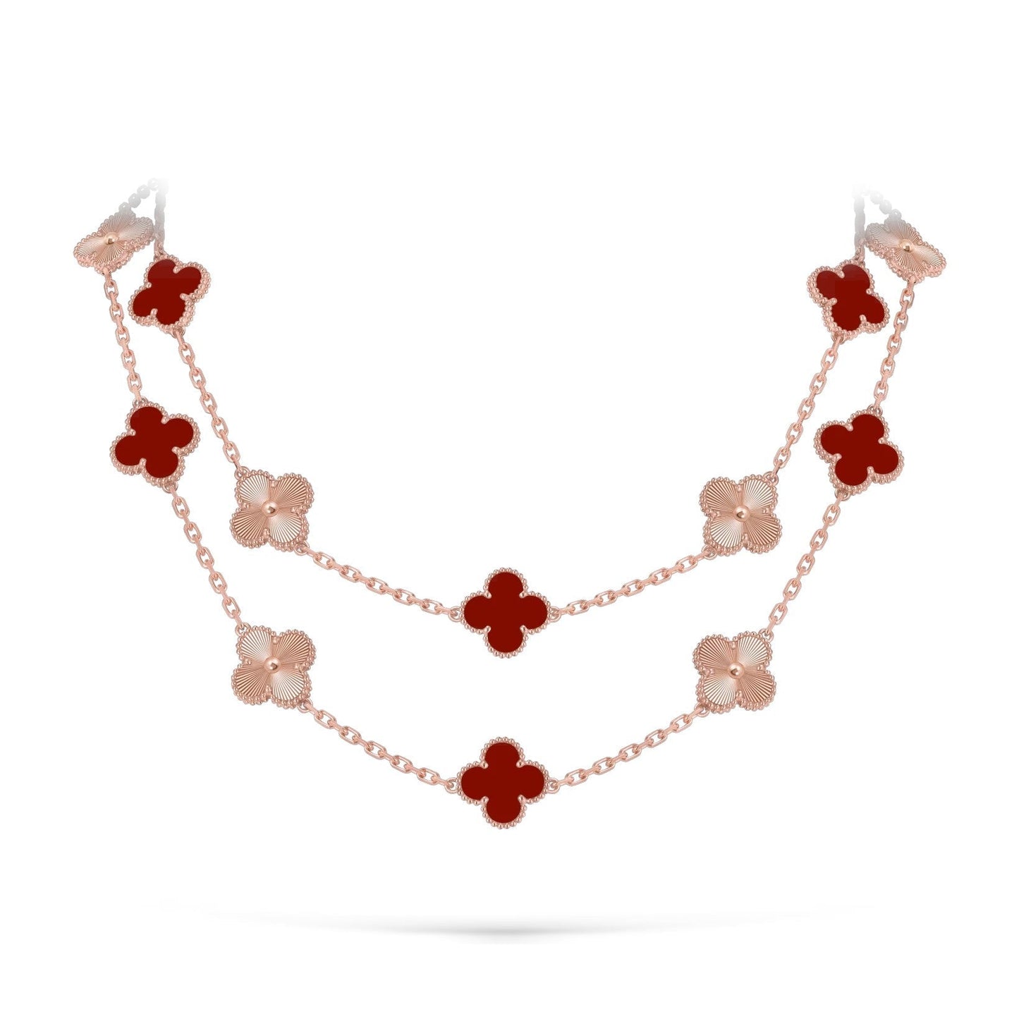 [Aetheris]KLASSISCHE 20-MOTIV GLÜCKSKLEE-HALSKETTE LANG ROSÉGOLD KOLLEKTION