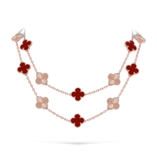 [Aetheris]KLASSISCHE 20-MOTIV GLÜCKSKLEE-HALSKETTE LANG ROSÉGOLD KOLLEKTION