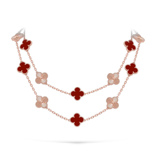 [Aetheris]CLASSIC 20-MOTIF LUCKY CLOVER LONG NECKLACE ROSE GOLD COLLECTION