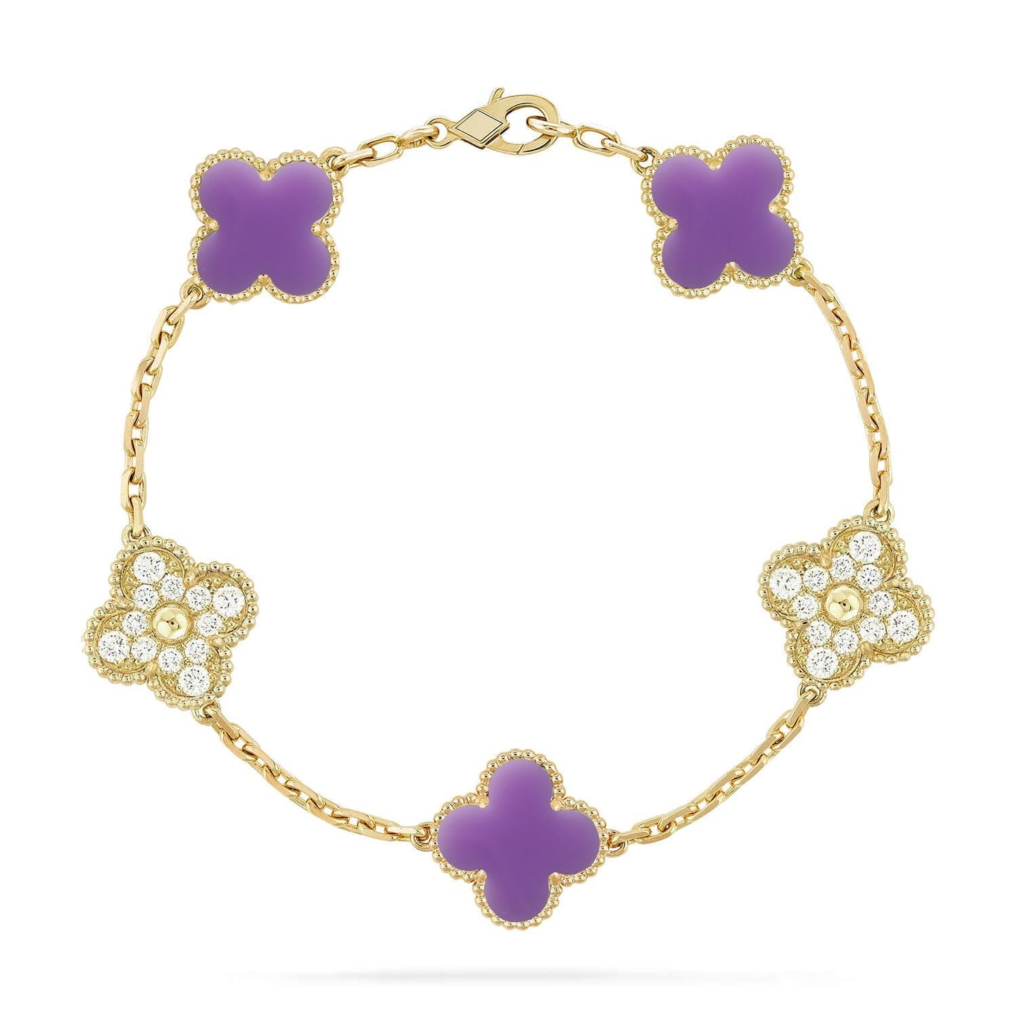 [Aetheris]LUCKY CLOVER 5-MOTIF BRACELET - LAVENDER COLLECTION