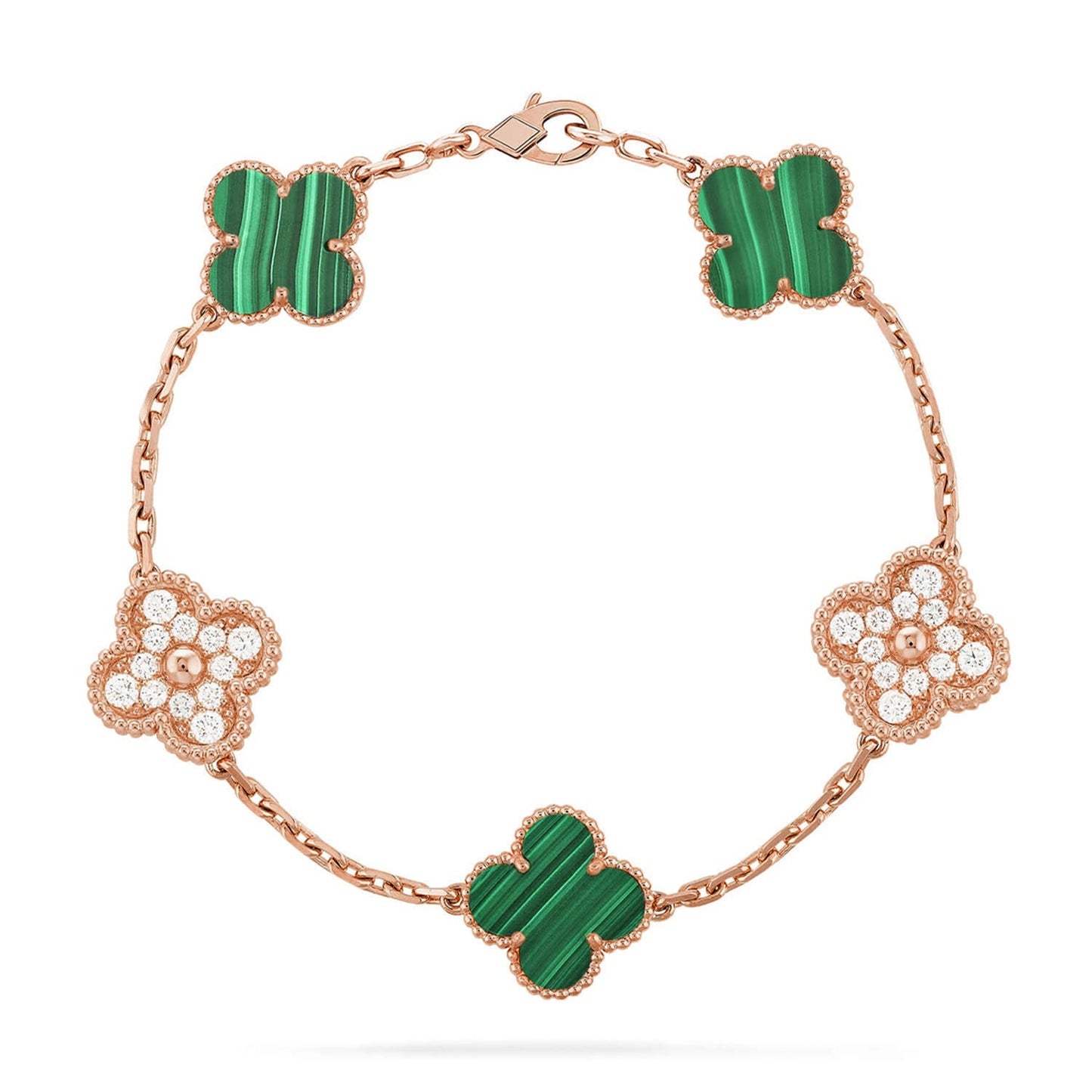 [Aetheris]LUCKY CLOVER 5-MOTIF BRACELET - MALACHITE COLLECTION