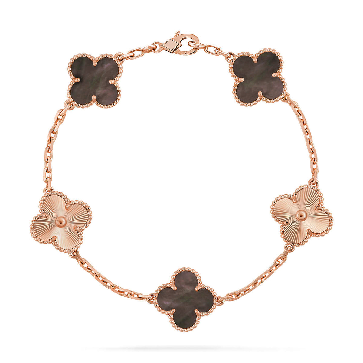 [Aetheris]LUCKY CLOVER 5-MOTIV-ARMBAND – KOLLEKTION GRAUES PERLMUTT