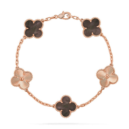 [Aetheris]LUCKY CLOVER 5-MOTIV-ARMBAND – KOLLEKTION GRAUES PERLMUTT