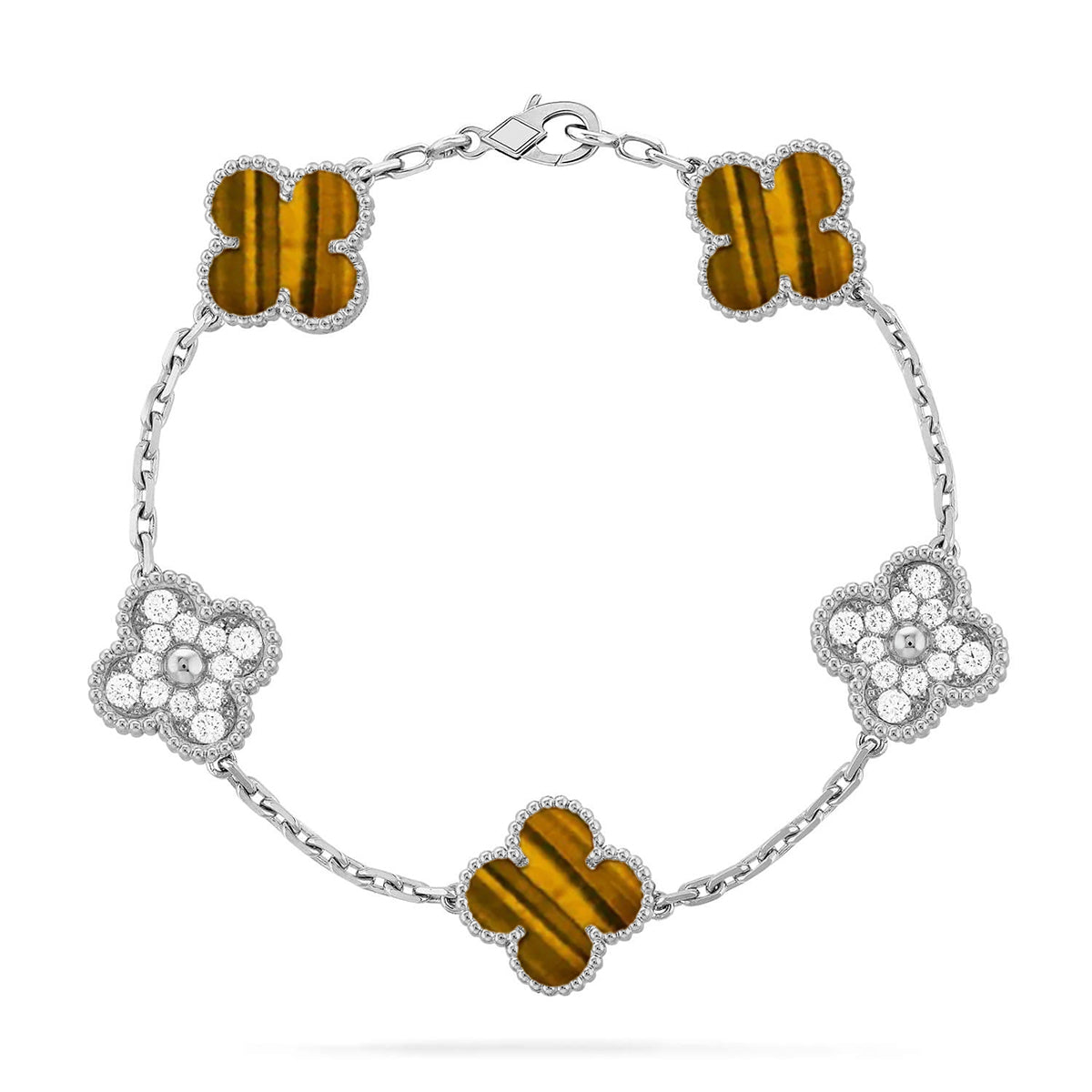 [Aetheris]LUCKY CLOVER 5-MOTIV-ARMBAND - TIGERAUGE-KOLLEKTION