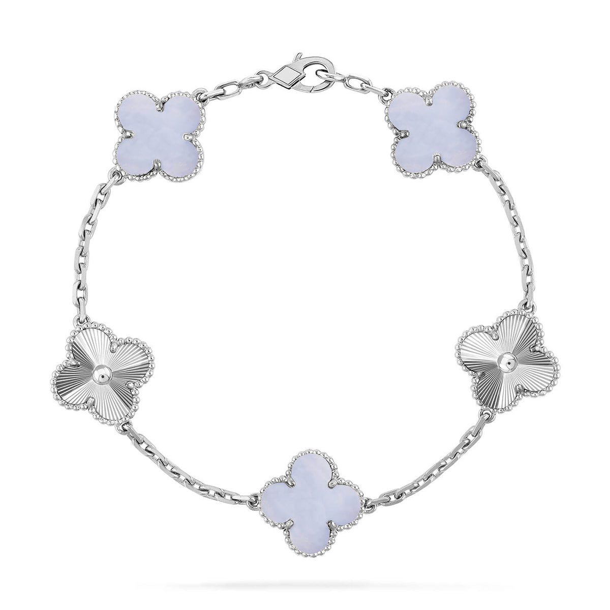 [Aetheris] LUCKY CLOVER 5-MOTIV-ARMREIF - PURPUR CHALCEDON KOLLEKTION