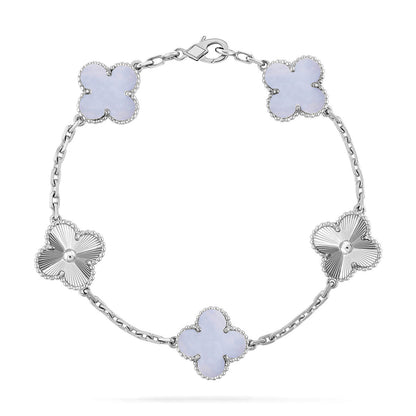 [Aetheris] LUCKY CLOVER 5-MOTIV-ARMREIF - PURPUR CHALCEDON KOLLEKTION