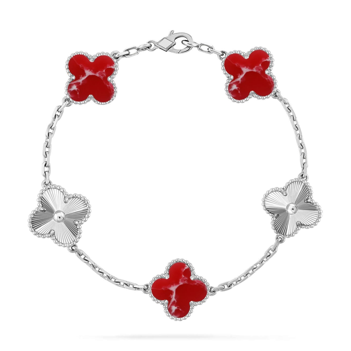 [Aetheris] LUCKY CLOVER ARMBAND MIT 5 MOTIVEN – ROTE LARIMAR-KOLLEKTION