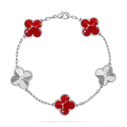 [Aetheris] LUCKY CLOVER ARMBAND MIT 5 MOTIVEN – ROTE LARIMAR-KOLLEKTION