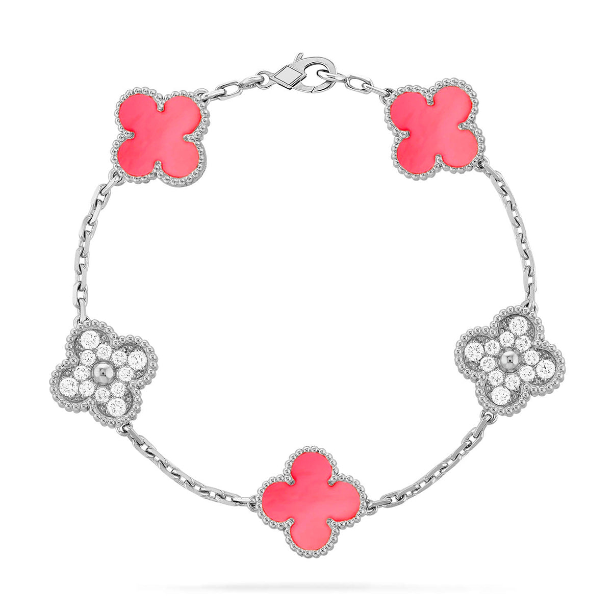 [Aetheris]LUCKY CLOVER 5-MOTIF BRACELET – KOLLEKTION ROSAFARBENES PERLMUTT