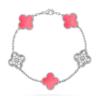 [Aetheris]LUCKY CLOVER 5-MOTIF BRACELET – KOLLEKTION ROSAFARBENES PERLMUTT