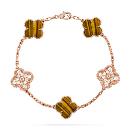 [Aetheris]LUCKY CLOVER 5-MOTIV-ARMBAND - TIGERAUGE-KOLLEKTION