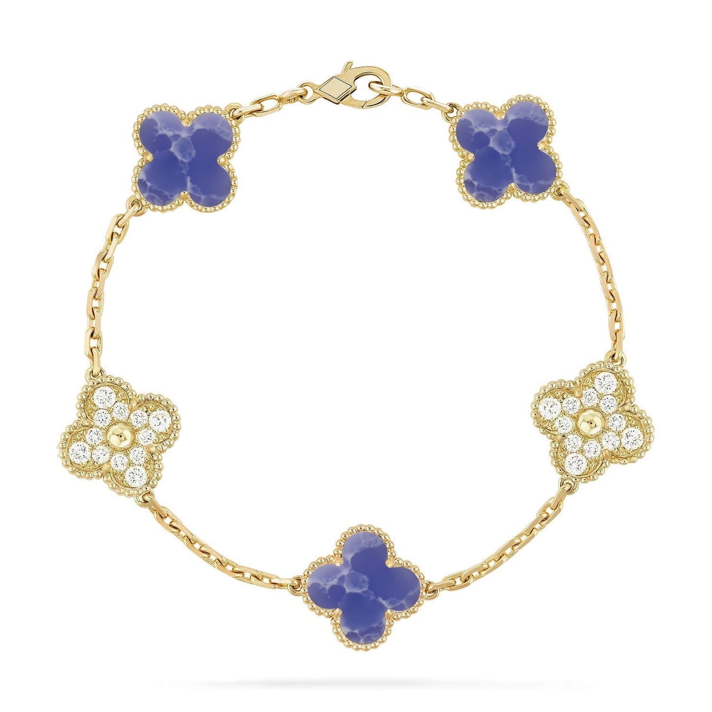 [Aetheris]LUCKY CLOVER 5-MOTIF ARMBAND - BLAUE LARIMAR KOLLEKTION