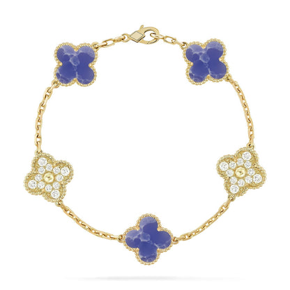 [Aetheris]LUCKY CLOVER 5-MOTIF ARMBAND - BLAUE LARIMAR KOLLEKTION