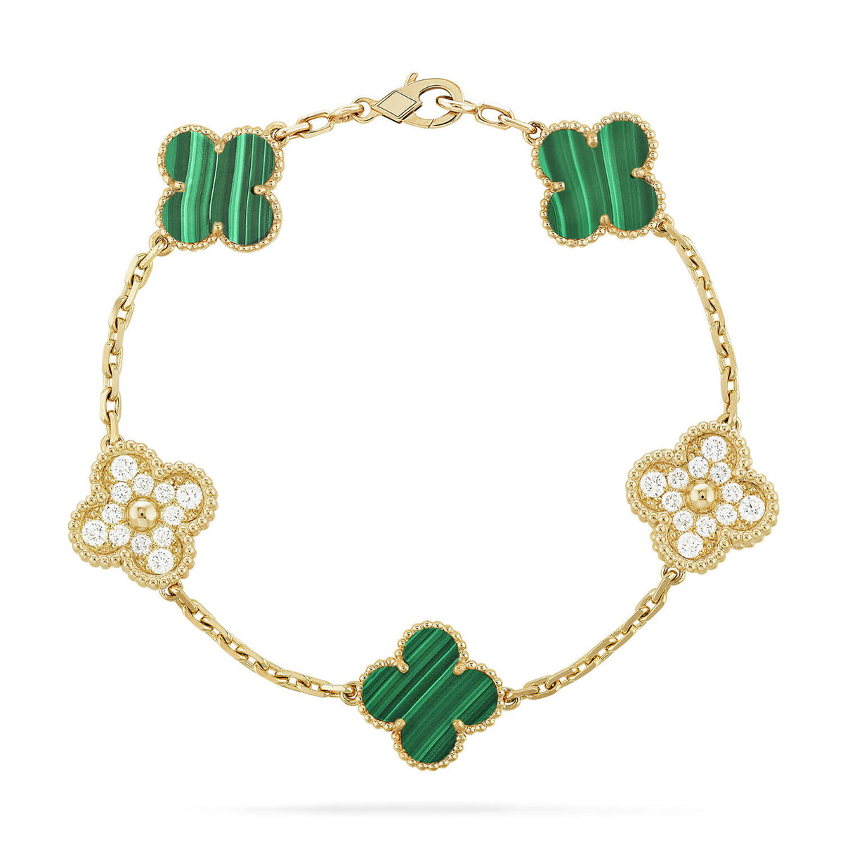 [Aetheris]LUCKY CLOVER 5-MOTIF BRACELET - MALACHITE COLLECTION