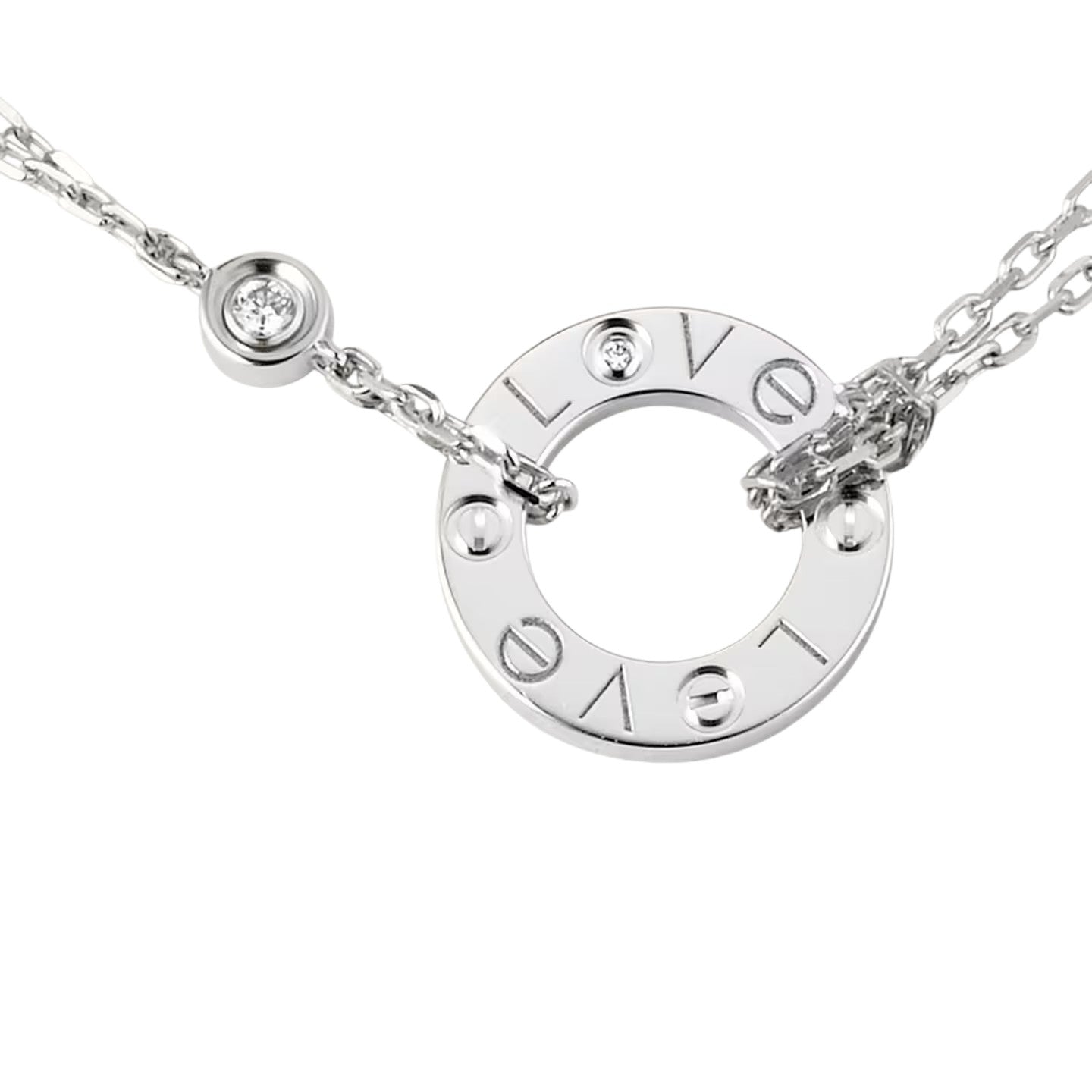 [Aetheris]LOVE RUNDANHÄNGER MIT 2 DIAMANTEN HALSKETTE